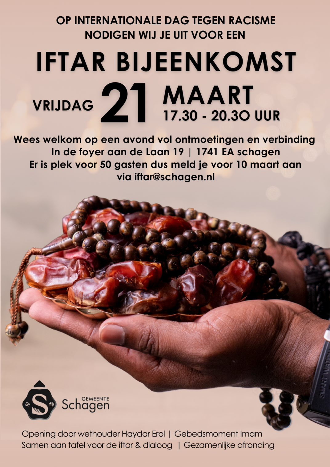 Iftar bijeenkomst vrijdag 21 maart van 17.30 - 20.30 uur